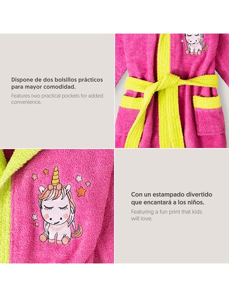 Albornoz Infantil  T- 2-4 Fucsia