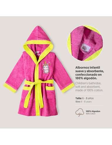 Albornoz Infantil  T- 6-8 Fucsia