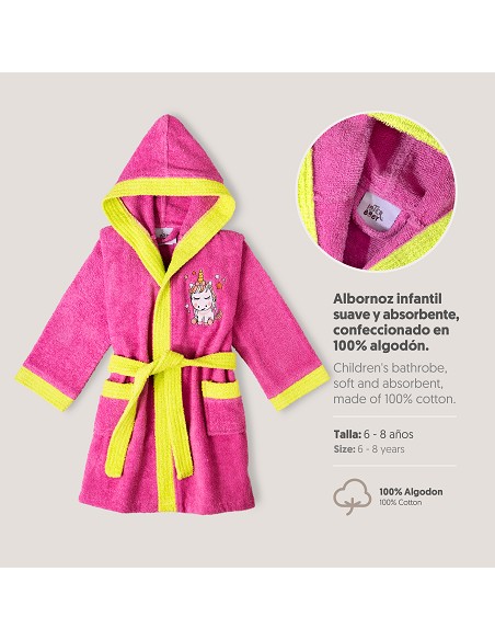 Albornoz Infantil  T- 6-8 Fucsia