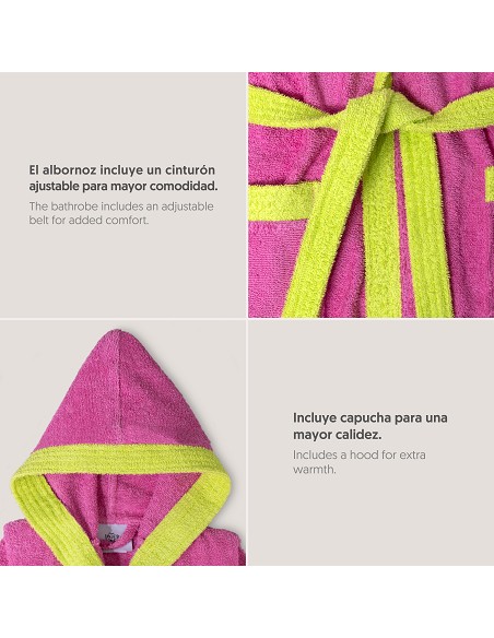 Albornoz Infantil  T- 6-8 Fucsia