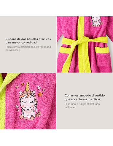 Albornoz Infantil  T- 6-8 Fucsia