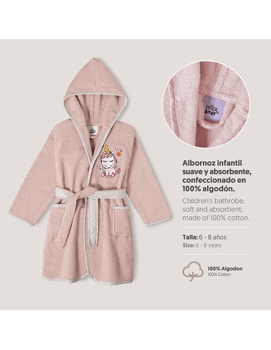 Albornoz Infantil  T- 6-8 Rosa Maquillaje