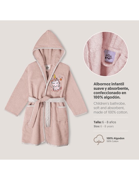 Albornoz Infantil  T- 6-8 Rosa Maquillaje