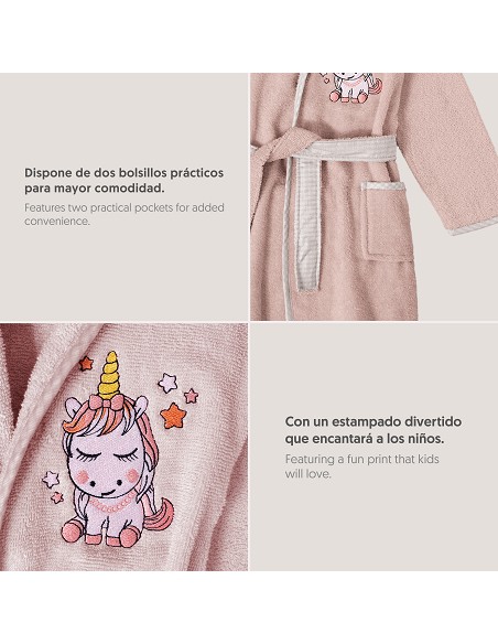 Albornoz Infantil  T- 6-8 Rosa Maquillaje