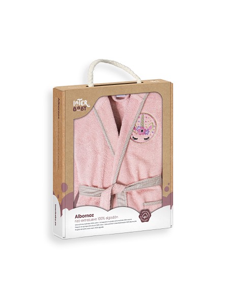 Albornoz Infantil En Caja T-10-12 Rosa