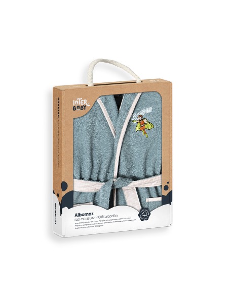 Albornoz Infantil En Caja T-10-12 Petroleo