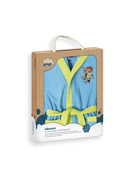 Albornoz Infantil En Caja  T- 14 Turquesa