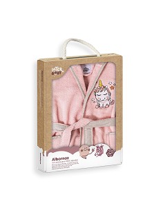 Albornoz Infantil  En Caja T- 2-4 Rosa