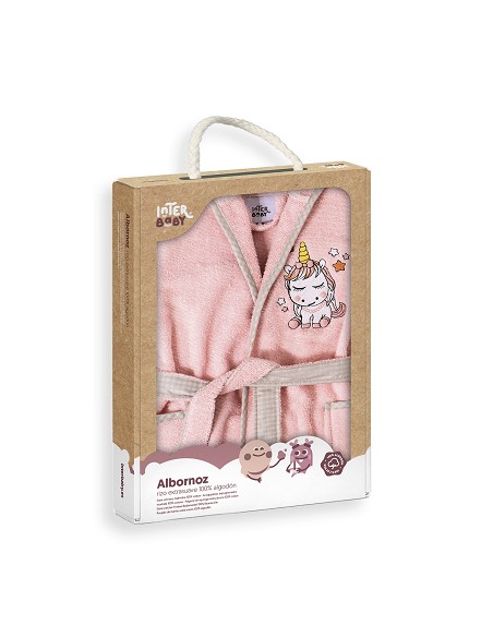 Albornoz Infantil  En Caja T- 2-4 Rosa