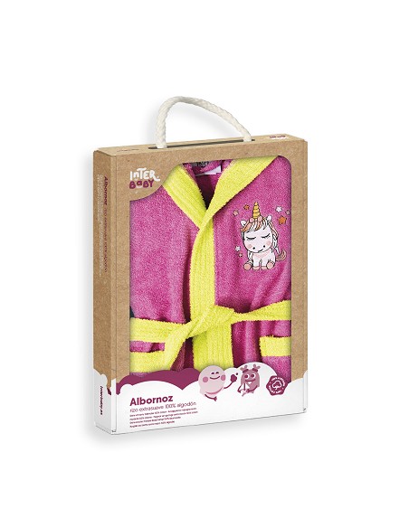 Albornoz Infantil  En Caja T- 2-4 Fucsia
