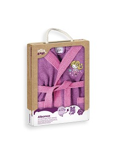Albornoz Infantil  En Caja T- 2-4 Lila