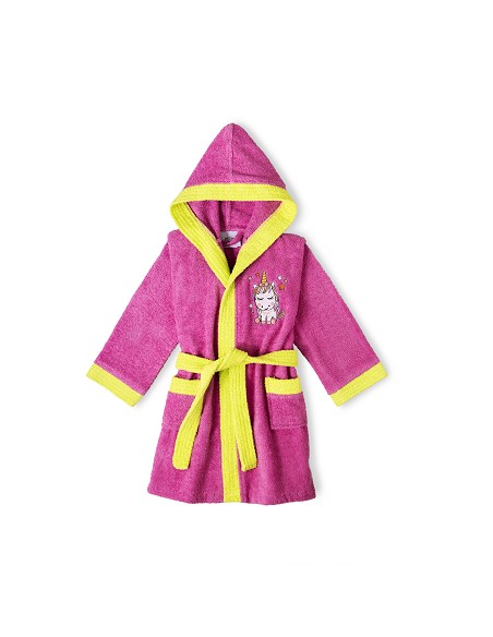 Albornoz Infantil En Caja  T- 6-8 Fucsia