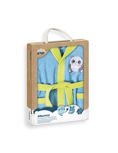 Albornoz Infantil En Caja  T- 6-8 Turquesa