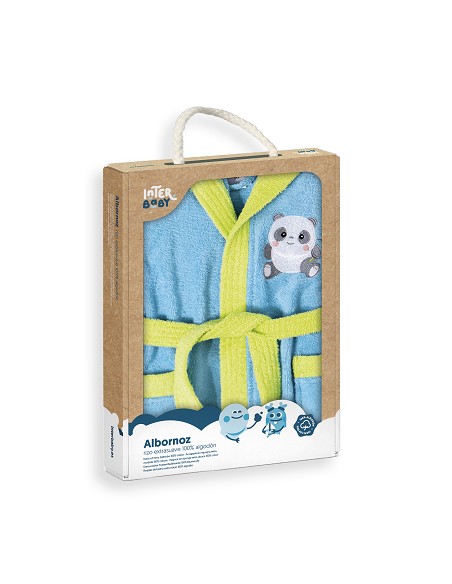 Albornoz Infantil En Caja  T- 6-8 Turquesa