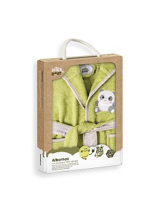 Albornoz Infantil En Caja  T- 6-8 Pistacho