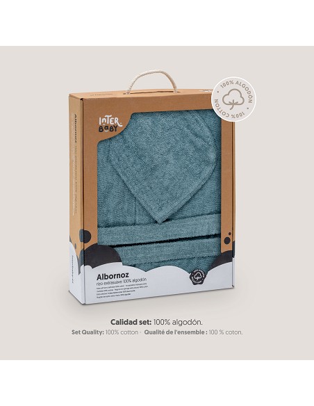 Albornoz Liso con Estuche T10-12 Azul