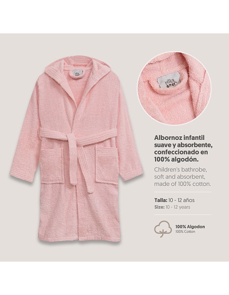 Albornoz Liso con Estuche T10-12 Rosa