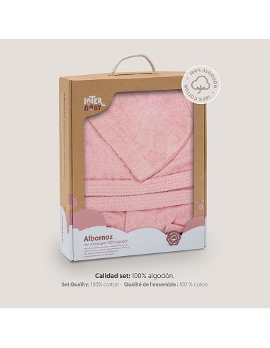 Albornoz Liso con Estuche T10-12 Rosa