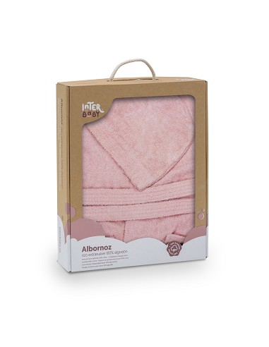 Albornoz Liso con Estuche T10-12 Rosa