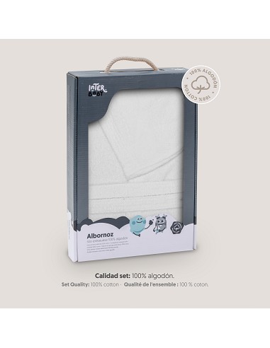 Albornoz Liso con Estuche T10-12 Blanco