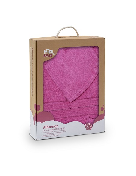 Albornoz Liso con Estuche T10-12 Fucsia
