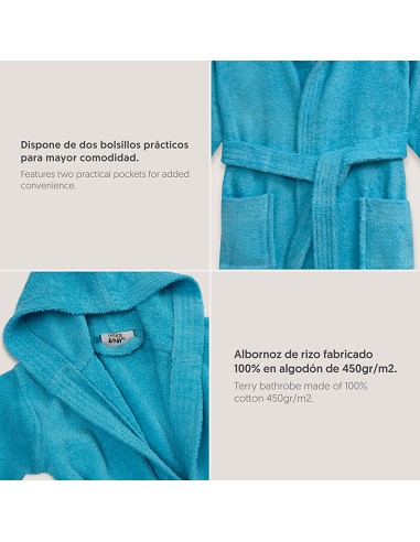 Albornoz Liso con Estuche T10-12 Turquesa