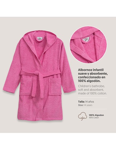 Albornoz Liso con Estuche T14 Fucsia