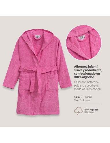 Albornoz Liso con Estuche T-2-4 Fucsia