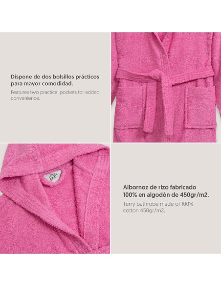 Albornoz Liso con Estuche T-2-4 Fucsia