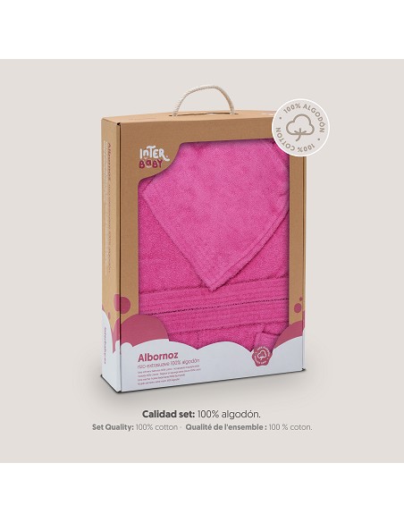 Albornoz Liso con Estuche T-2-4 Fucsia