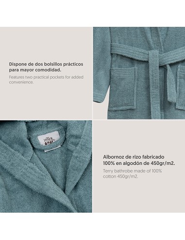 Albornoz Liso con Estuche T6-8 Azul