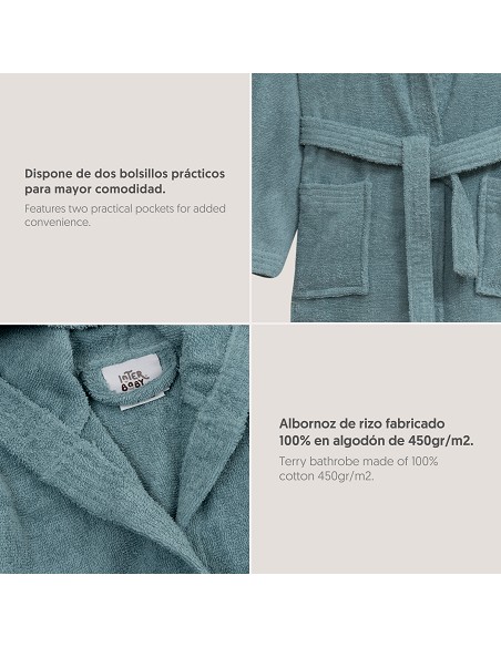 Albornoz Liso con Estuche T6-8 Azul