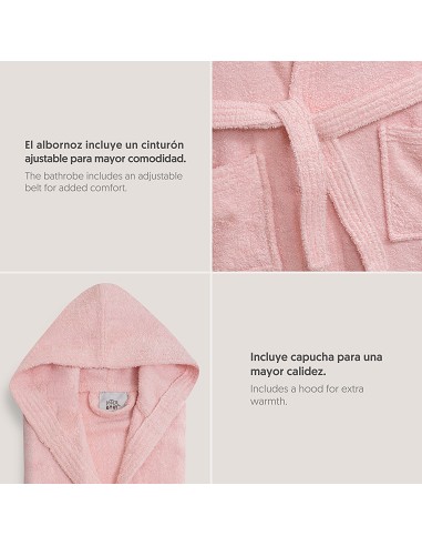 Albornoz Liso con Estuche T6-8 Rosa