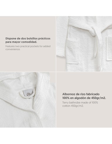 Albornoz Liso con Estuche T6-8 Blanco
