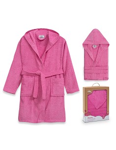 Albornoz Liso con Estuche T6-8 Fucsia