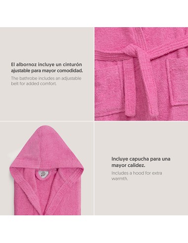 Albornoz Liso con Estuche T6-8 Fucsia