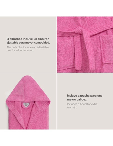 Albornoz Liso con Estuche T6-8 Fucsia