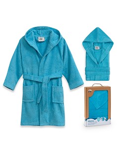 Albornoz Liso con Estuche T6-8 Turquesa