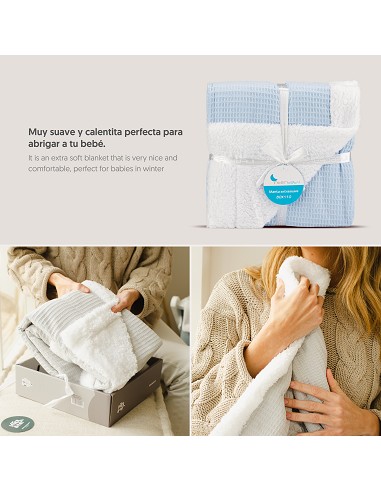 Manta Nido Abeja+Borreguillo Azul