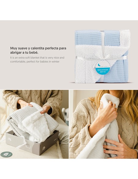 Manta Nido Abeja+Borreguillo Azul
