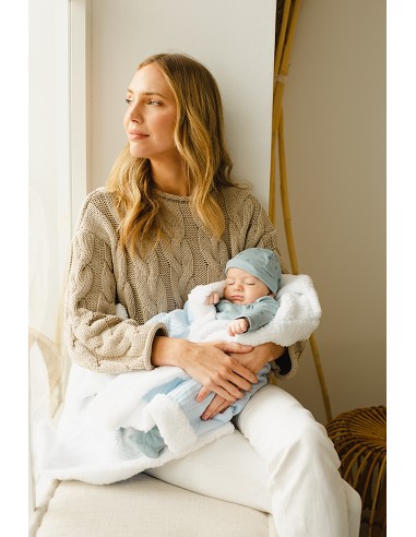 Manta Nido Abeja+Borreguillo Azul