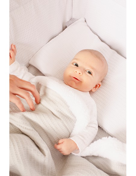 Manta Nido Abeja+Borreguillo Azul