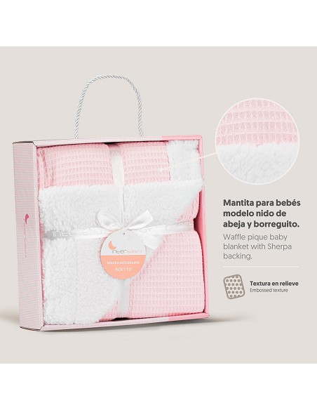 Manta Nido Abeja+Borreguillo Rosa