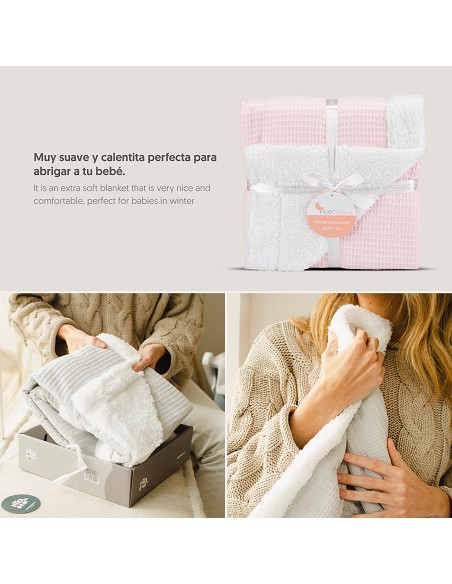 Manta Nido Abeja+Borreguillo Rosa