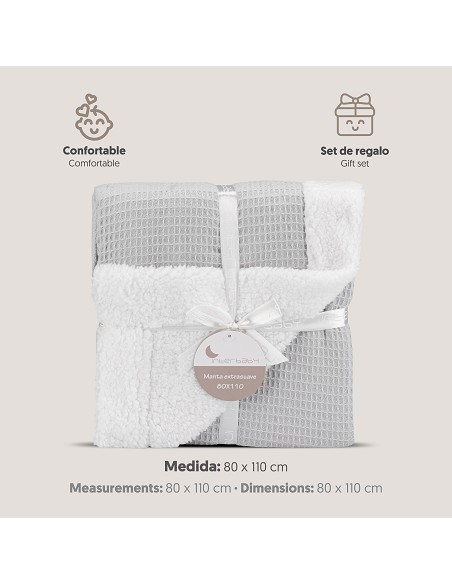 Manta Nido Abeja + Borreguillo Gris