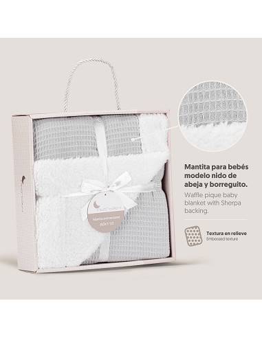 Manta Nido Abeja + Borreguillo Gris