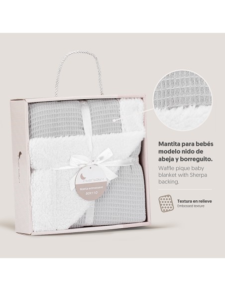 Manta Nido Abeja + Borreguillo Gris