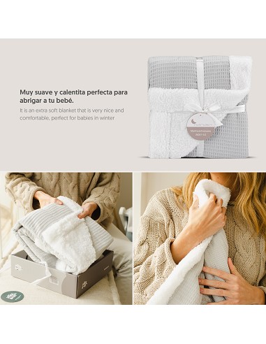 Manta Nido Abeja + Borreguillo Gris