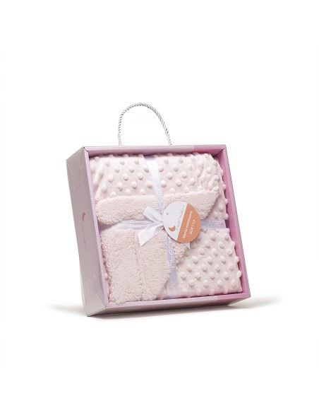 Manta Burbuja+Borreguillo Rosa