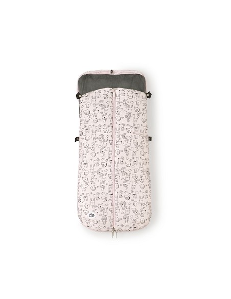 Universal footmuff watertight 46x105 cms  coral fleece  mod. animales